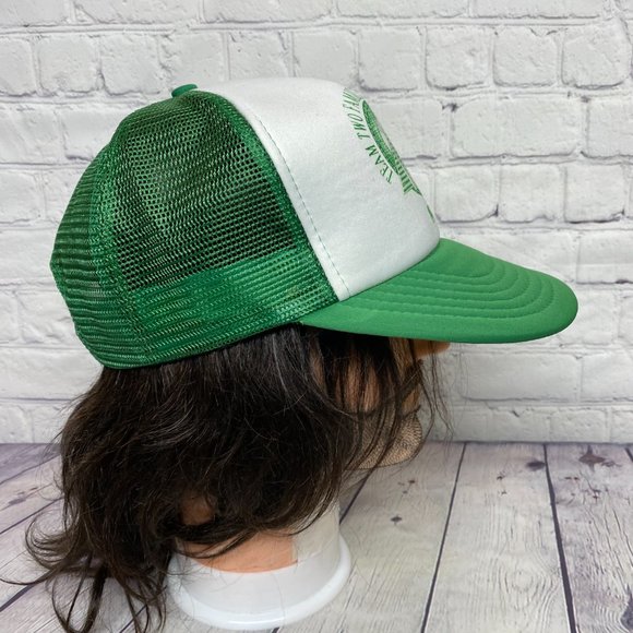Vintage Trucker Hat Mesh Cap Snapback Green Team Two Family Fun Weekend 1990 90s - Picture 4 of 8